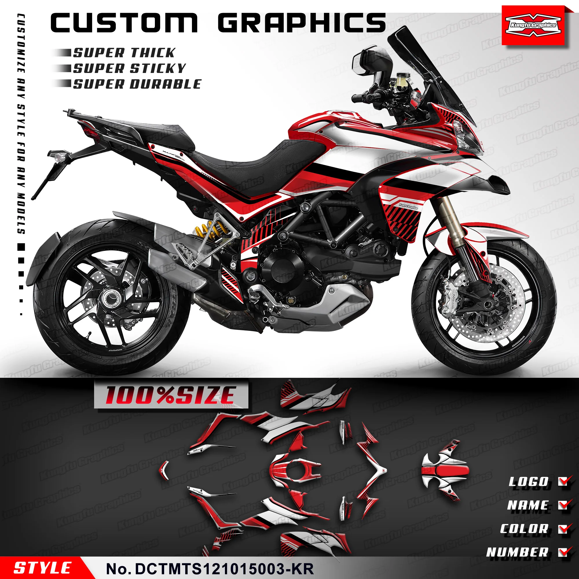 

KUNGFU GRAPHICS Motorcycle Graphics Wrap Design for DUCATI Multistrada MTS 1200 MTS1200 2012 2013 2014 2015, DCTMTS121015003-KR