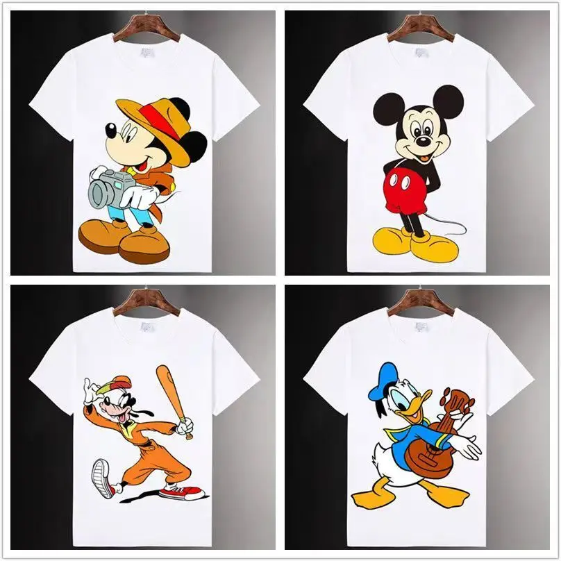 

Donald Duck's New Mickey Mouse Minnie T-shirt Short sleeved Loose Men's and Women's Half sleeved kid's Couple Parent Child Dress