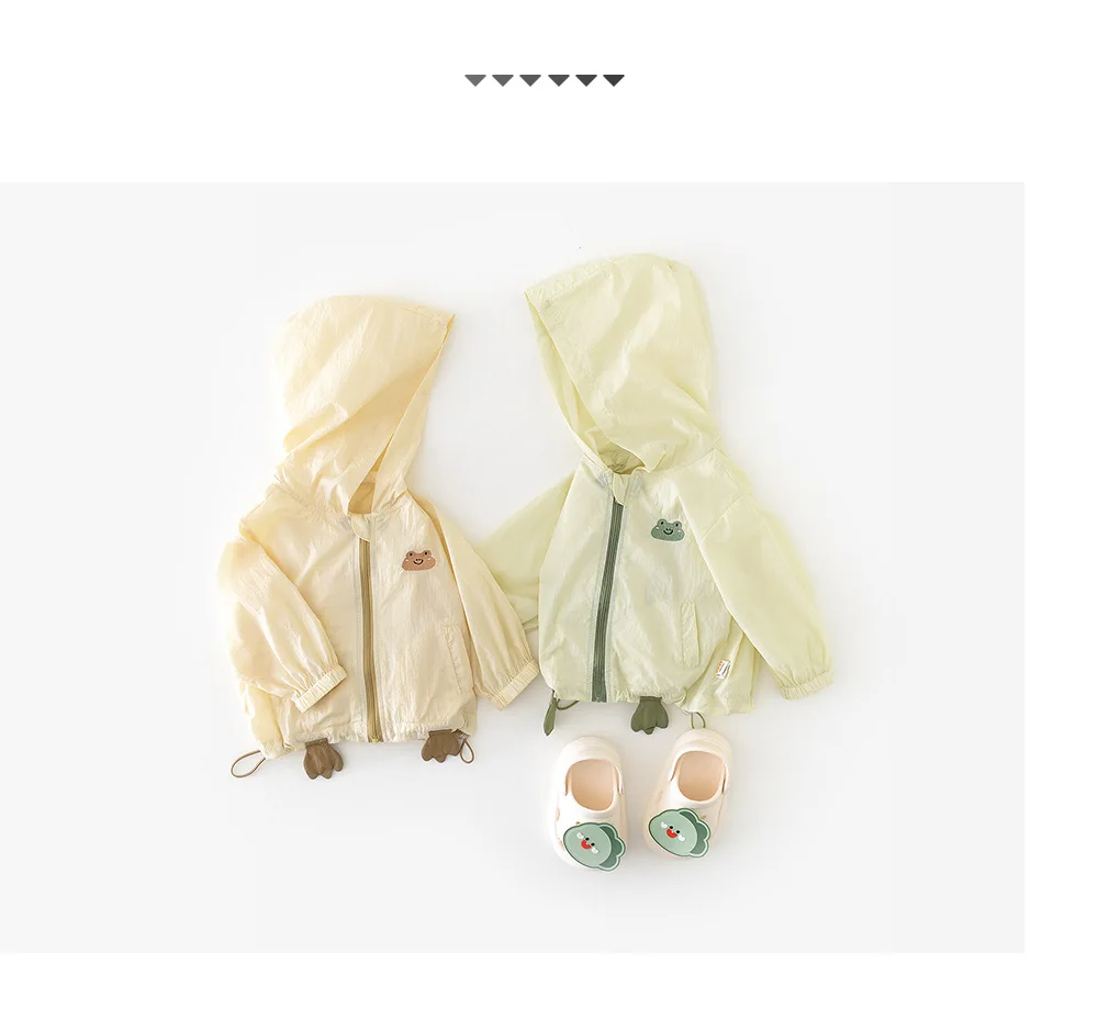 Description Picture 5 of itemMILANCEL New Summer Baby Hooded Sun Protection Clothing Toddler Boys Cartoon Frog Coat Girls Thin Style Tops