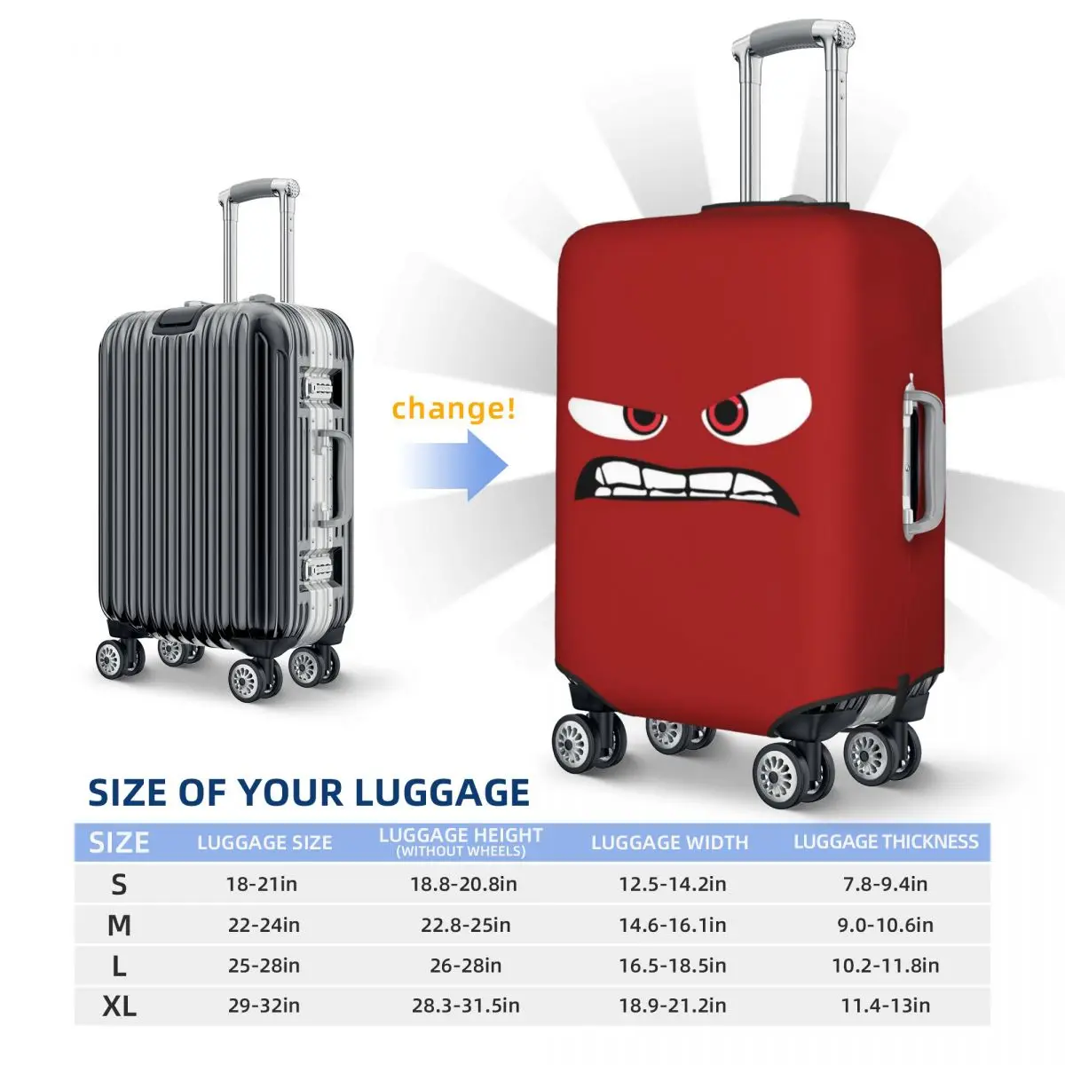 Funny Expression Suitcase Cover Cartoon Face Business Protector Vacation Fun Luggage Accesories
