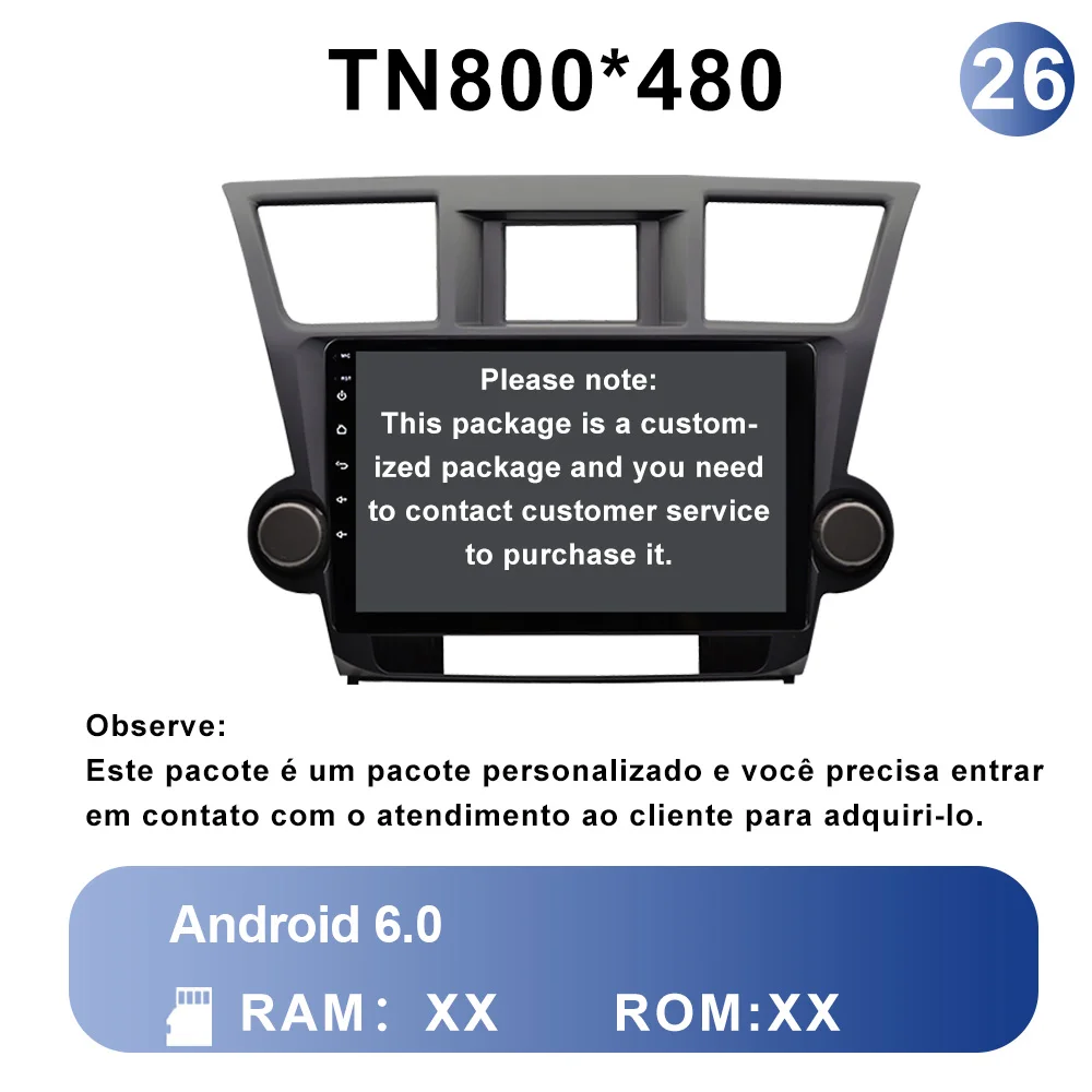 thumbnail image 1 of LEHX Pro 2 Din Android 12 Reproductor multimedia de radio para automóvil Navegación GPS para Toyota Highlander 2 XU40 2007-2013 Carplay 2din Estéreo, 1 of 5