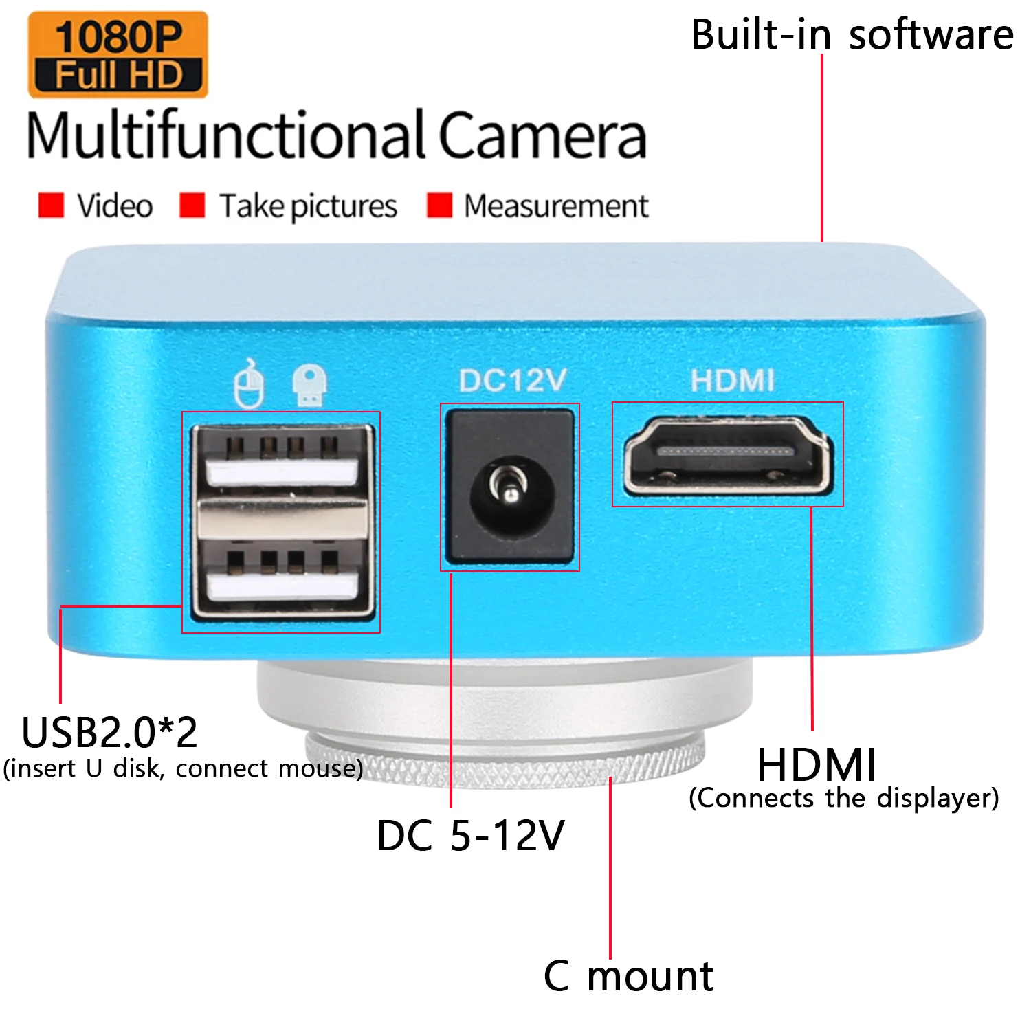 YIZHAN 1080P 60FPS FHD 디지털 현미경(PCB 납땜용) 130X/150X/180X/215X 렌즈 HDMI IMX335 내장 소프트웨어 카메라 수리