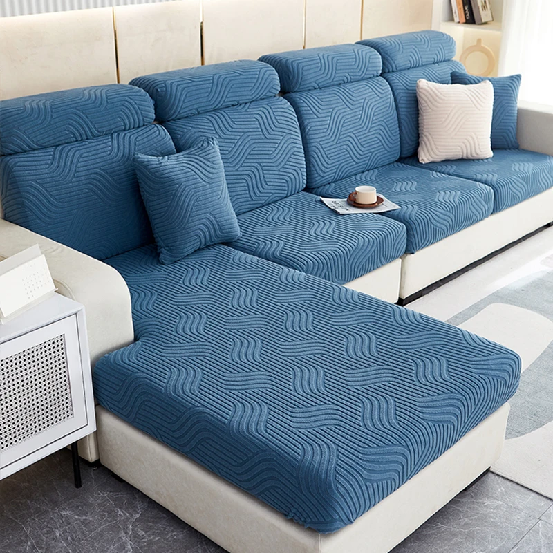 Jacquard Cushion Cover for Living Room Wave Pattern Sofa Cover Velvet Couch Cover Sofa Protector Seat Cover 5