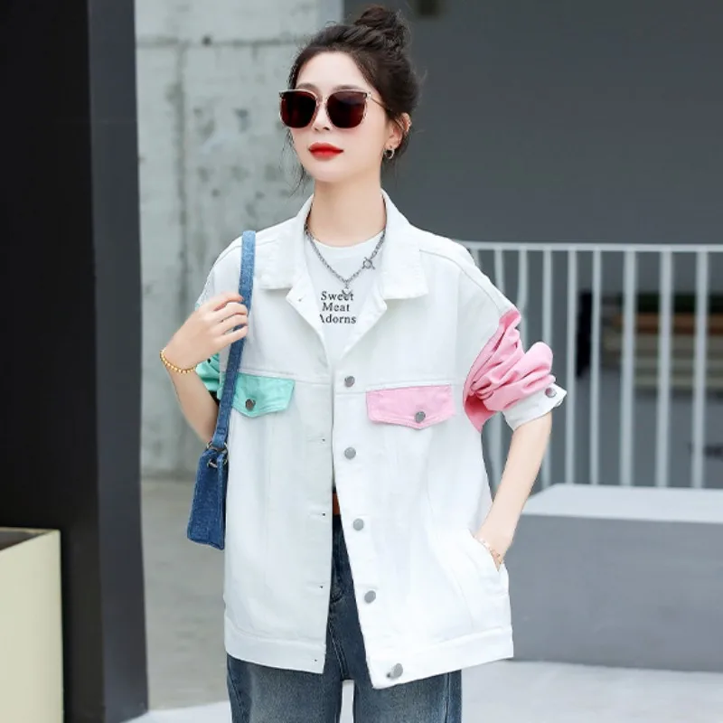 

2023 Spring New Coat For Women Color Matching Chaqueta Colour Splice Lapel Single Breasted Versatile Leisure Time Free Shipping