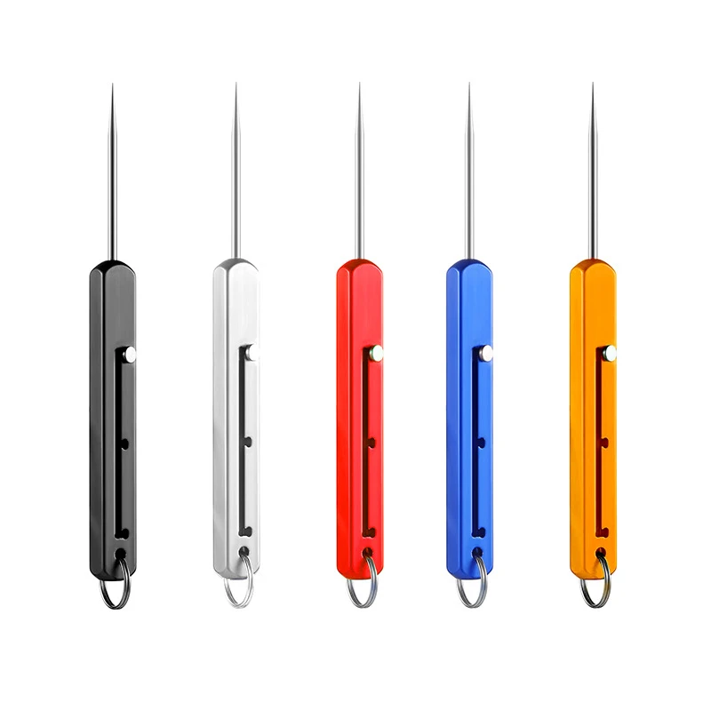 Retractable Toothpick Portable EDC Retractable Toothpick High Strength Titanium Alloy Spring Push-pull Fruit Pick Gift Keychain Pendant Tooth Pick