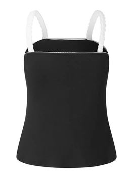 Women Camisole Sleeveless Flower Patchwork Slit Fit Summer Tops for Party Club 2