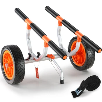 SucceBuy 450lbs Kayak Cart Detachable Canoe Trolley Cart with 12'' Solid Tire Adjustable Width for Paddleboards Float Mats Boats 1