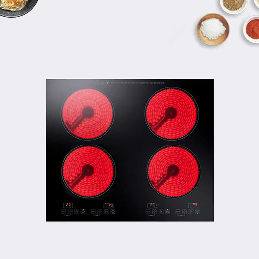 Commercial electric ceramic stove with built-in dual purpose four head electric ceramic stove four head cooker