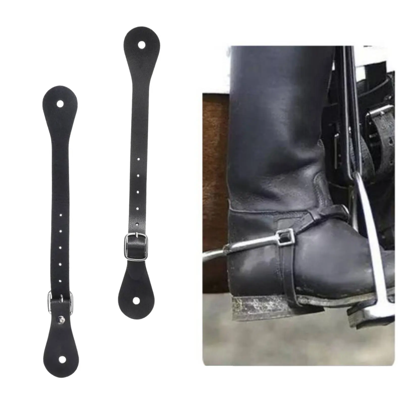 2 Pack Durable Equestrian Adjustable British Boot Straps Premium Women Men Spur Straps for Horse Riding Accessories 3