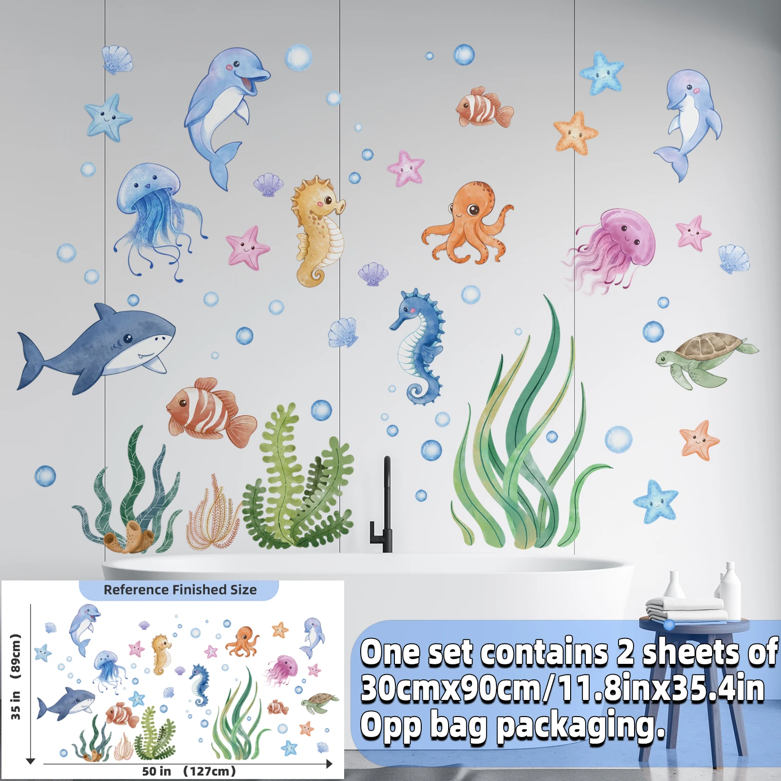 Removable Turtle Bathroom Decor 15 Pcs Sea Turtle Wall Stickers - Undersea  Blue Turtle Decals With Bubbles Bathroom Wall Stickers, image size:1600x1600