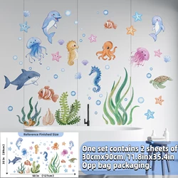 Under the Sea Turtle Wall Decals - Ocean-Themed Bathroom and Bedroom Decor Stickers (Marine Animals A)
