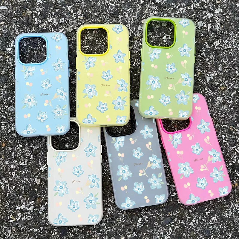 Simple and Fresh Blue Floral Pattern Phone Case Cover