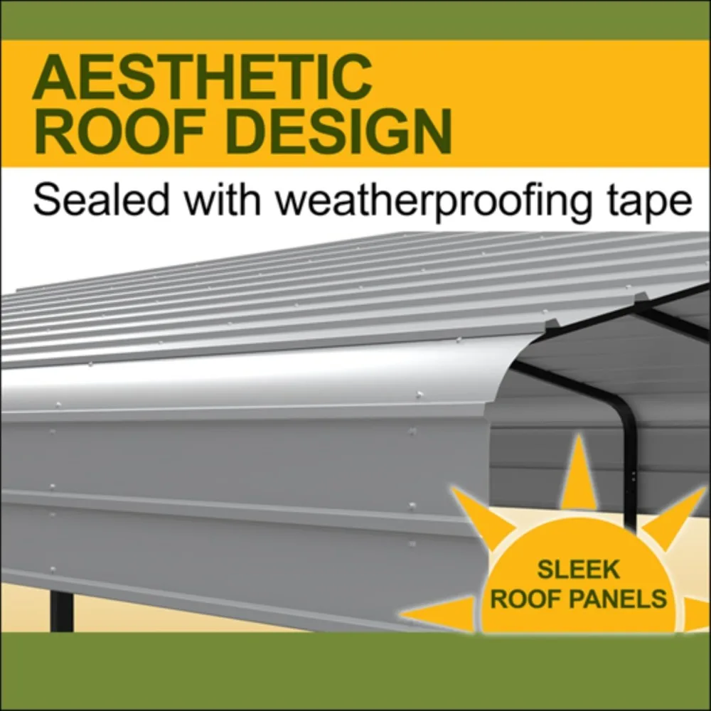 Carport, 12 X 20 X 7 Ft Sturdy All-Steel Heavy Duty Canopy Shelter with Metal Frame for Parking A Car, SUV, Truck, Carport
