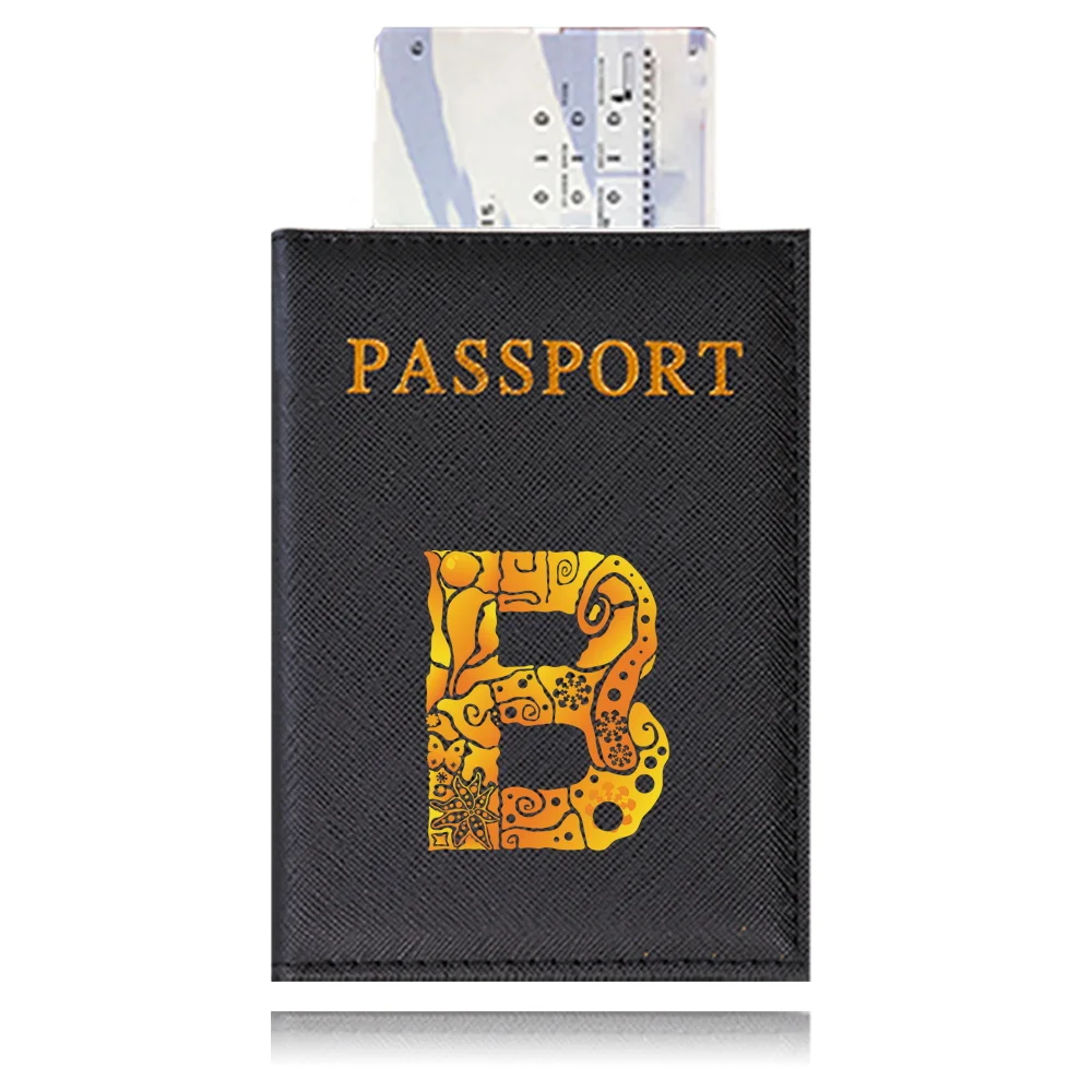 Waterproof Black Leather Passport Holder with Customizable Engraving