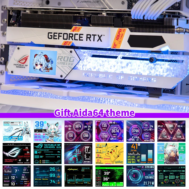 Suporte para Placas Gráficas Rog Suporte Lcd Gpu Display 2.2 Detecção de Temperatura Suporte para Placa Vídeo Aura Sync Mod - Imagem 6