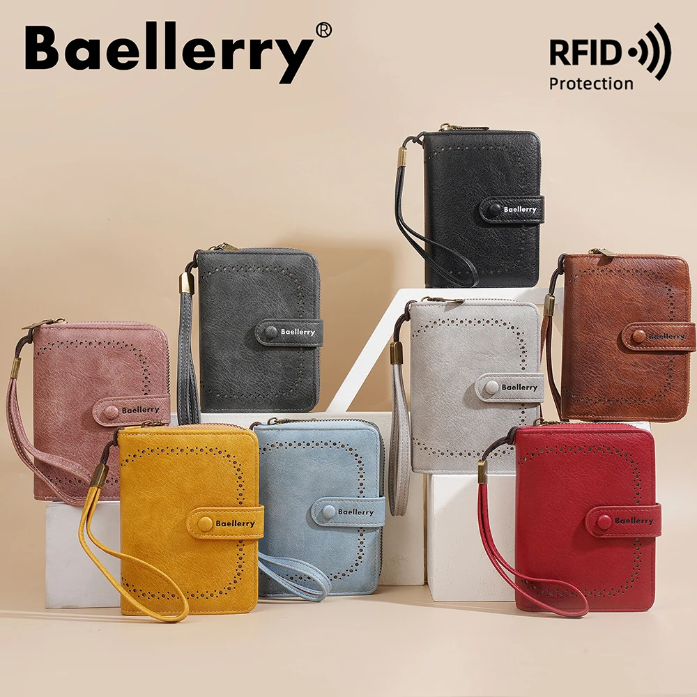 Women's Wallet for Girls, Baellerry Fashion PU Zip Around Coin Purse with Card Slots, Large Capacity Travel Wallet with Hand Str