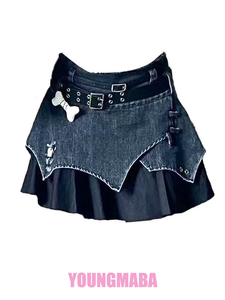 

Vintage Streetwear Mini Denim Skirts Women 2023 Summer Y2k Korean Fashion Jean Skirts FemaleA-line Skirts