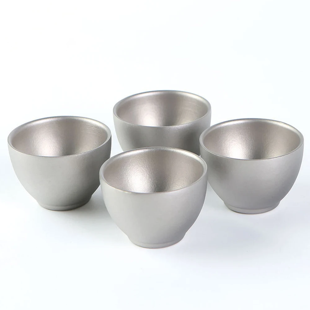 Camping Tea Cup Outdoor Portable Picnic Cookware Titanium Double-Wall TeaCup Hiking Tea Cup Drinking Accessory 2023