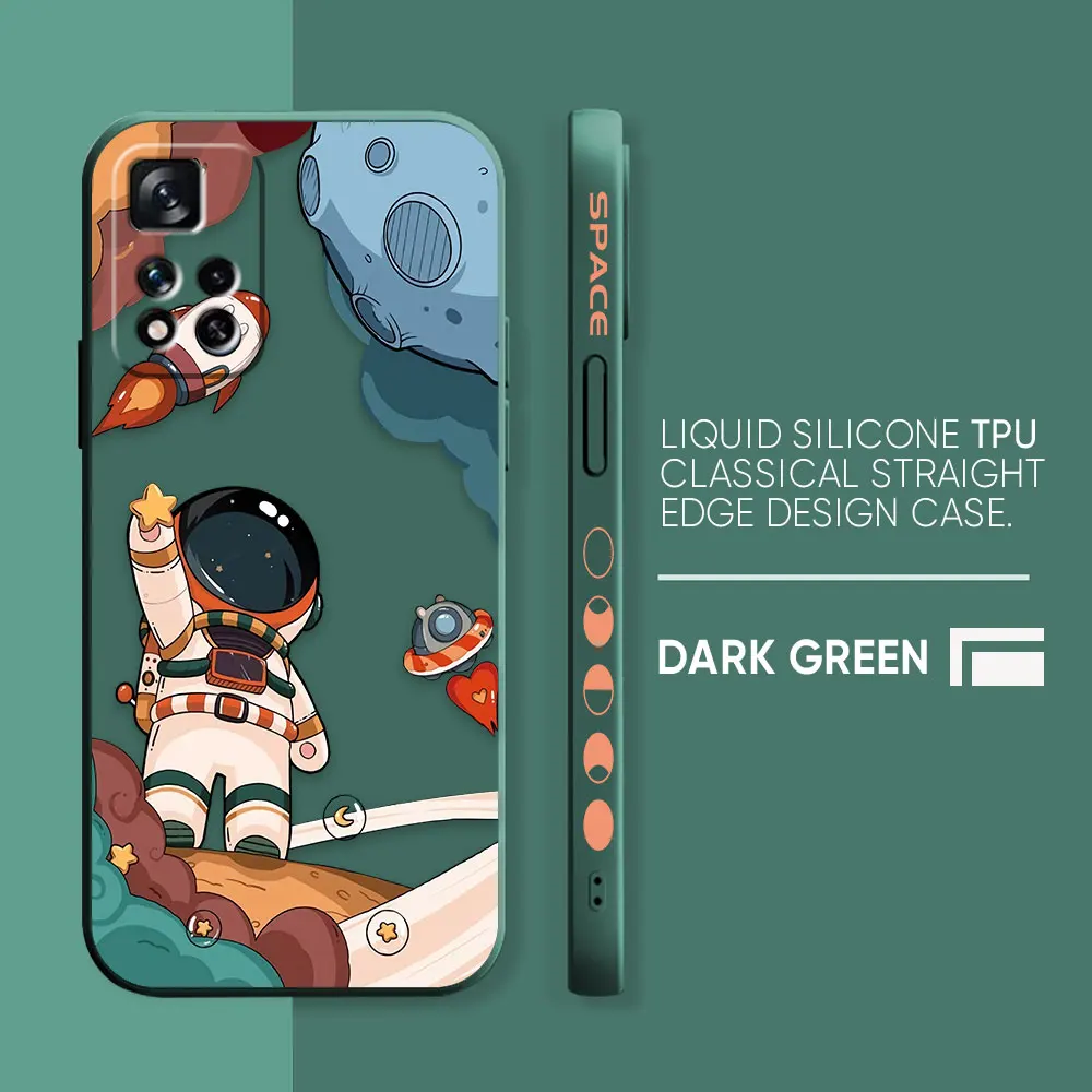 thumbnail image 1 of Case For Redmi Note 12 11 11T 11R 11E 10 9 8 7 7S PRO PLUS 4G 5G Simple Liquid silicone Case Cute Cartoon Spaceman Astronaut, 1 of 5