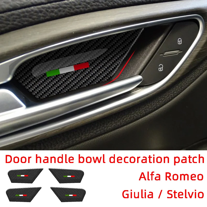 Per Alfa Romeo Giulia Stelvio Accessori Per Interni Auto Porta In Fibra Di Carbonio Ciotola Interna Decorazione Adesivo Decorazione Patch Modifica