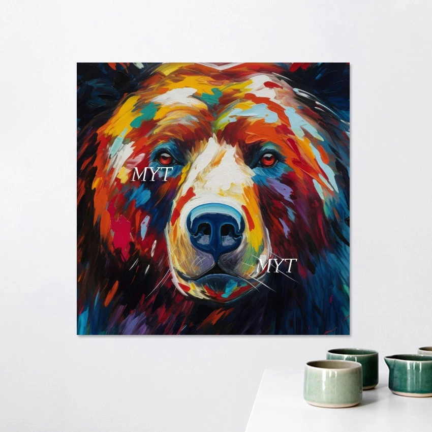 

Home Interiors Decor Wholesale China Bear Handmade Modern Art Painting High Quality Artwork Canvas Living Room Wall Picture