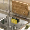 Acrylic Sink Sponge Holder Adhesive Sink Caddy Organizer Rack Storage Hook for Sponges Brushes Chopping Board Kitchen Accessorie 3