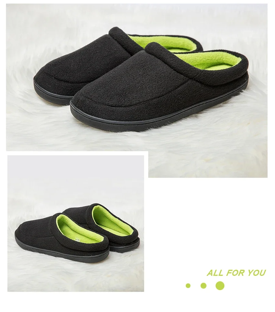 Men Winter Warm Fur Slippers House Non-Slip Soft Shoes Men Comfort Flat Heel Slides Home Indoor Bedroom Zapatillas Casa Mujer