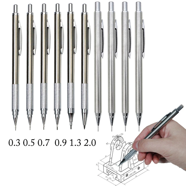 0.5 0.7 0.9 1.3 2.0mm Mechanical Pencil Set Art  Stainless Steel Mechanical  Pencil - Mechanical Pencils - Aliexpress