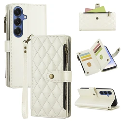 Deluxe Wallet - Style Phone Case with Card Slots, Zipper Coin Pocket, and Wrist Strap in Faux Leather - Galaxy A21s (Off - White)