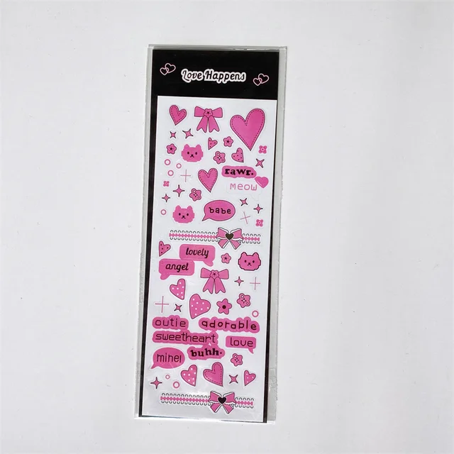 1Pc Shiny Pink Love Series Stickers Scrapbooking Decorative Cute Sticker Korean DIY Diary Album Stick Label School Stationery 1Pc Pink