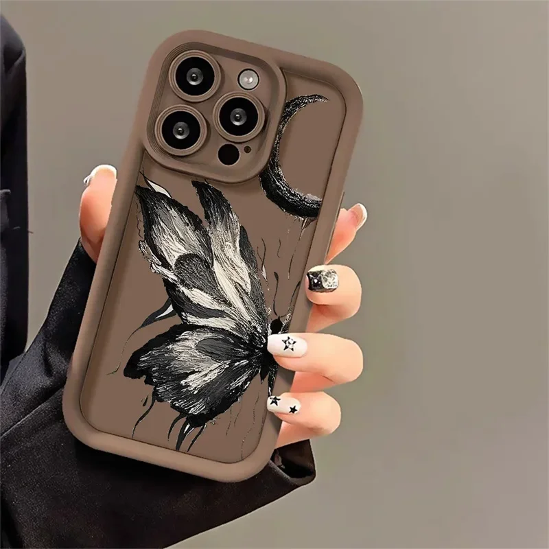 Retro Butterfly Silicone Phone Case - Stylish and Durable Cover