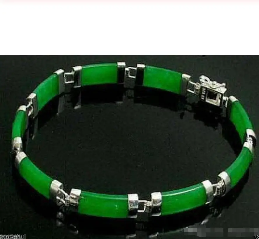 

new of Peking, China Selling Jadeite bracelet Pretty Natural Green new Silver Fortune Lucky Link Bracele