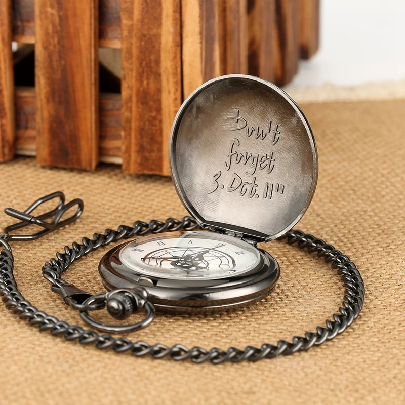 Pocket Watch Vintage Black Fullmetal Alchemist Quartz Steampunk Edward Elric Necklace Chain Fans Cosplay Anime