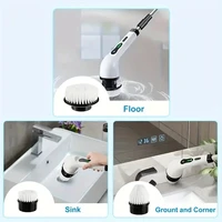 1 ensemble de brosses de nettoyage électriques, brosse rotative électrique sans fil, 7 têtes de brosse et poignée d'extension réglable, brosse de nettoyage pour salle de bain, outils de nettoyage ménager 4