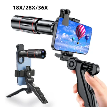18/28/36X Mobile Phone Camera Lens Clip-On Zoom Phone Camera Telephoto Lens Universal Optical Telescope Lens for Smartphone