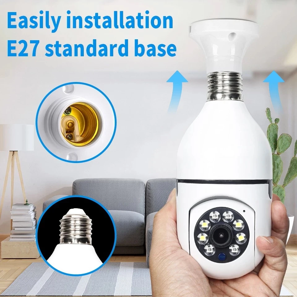 

5G Wifi E27 Bulb Surveillance Camera Night Vision Full Color Automatic Human Tracking 4X Digital Zoom Video Security Monitor Cam