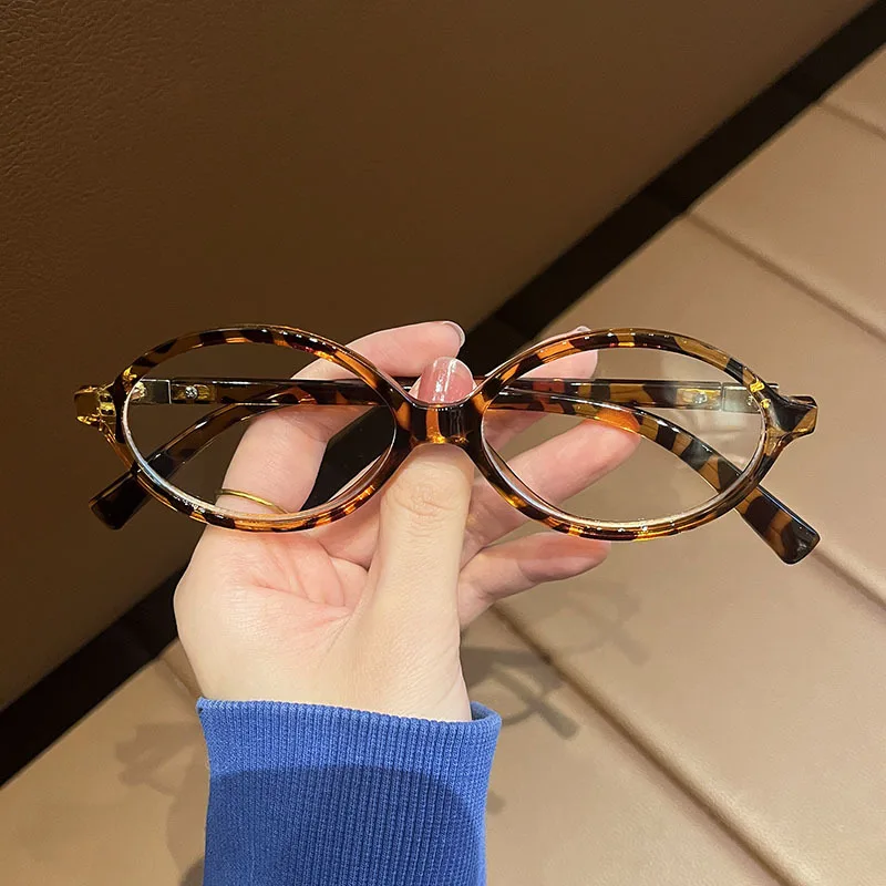 Anti Blue Light Oval Myopia Glasses Retro Small Frame Transparent