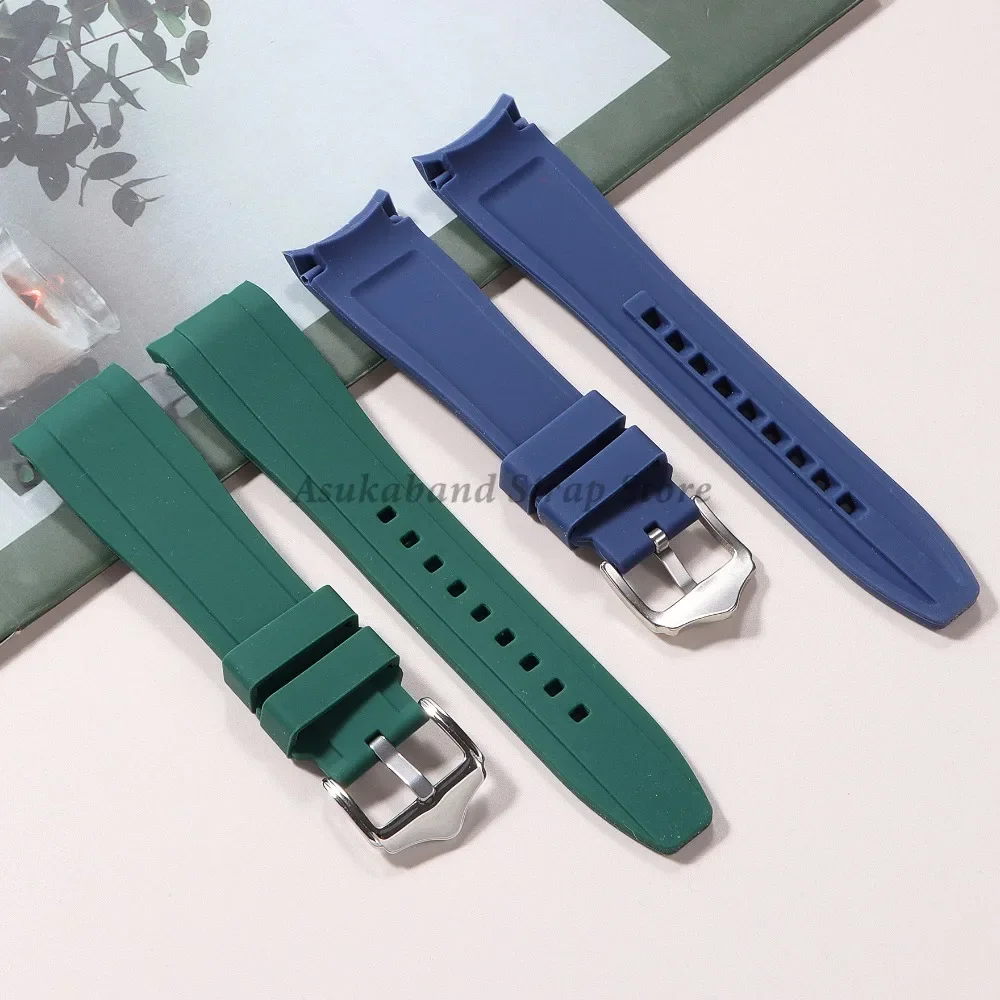 High-Quality Waterproof Curved End Silicone Watch Band - 20mm/22mm Rubber Strap