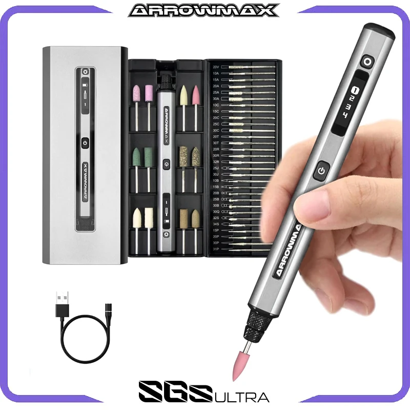 ARROWMAX SGS Ultra Engraving Pen Cordless Rotary Tool Kit Electric Mini Grinder with 42 Bits for Crafts Metal Wood Glass Carving 1