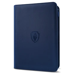 Premium 9 - Pocket Zipper Card Binder with Durable PU Cover (Blue - 360)