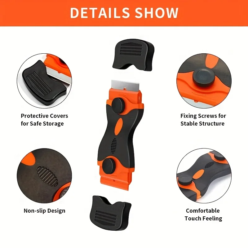 Putty Knife Scraper Wall Scraper Paint Scraper 1pc Scrapers Mobile Phone Tablet Car Film Glue Removal Tool Multi-function Shovel Knife Glass Tile Cleaning Double-sided Multi-p