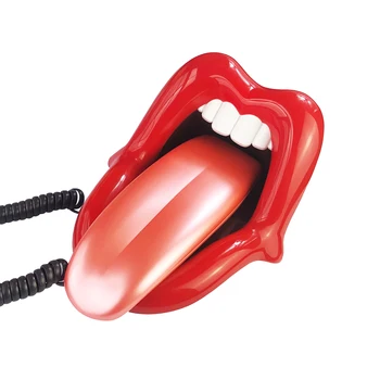 Landline Phones for Home, Red Mouth Telephone, Novelty Big Tongue Phone, Wired Funny Lip Phone Gift Real Corded Telephone Set 1