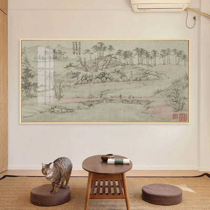 

Chinese Style Mountain Landscape Canvas Abstract Oil Painting Poster Print Wall Art Picture for Living Room Home Office Decor