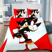 Housse de couette 3D exquise avec motif de dessin animé Sonics, ensemble de literie à impression numérique, couette, lit, cadeau pour les jeunes, les filles et les garçons 4