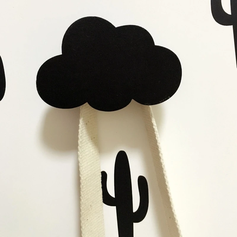 

Nordic Cute Wall-mounted Cloud Hook Wooden Sticker Clothes Hanger Wall Decoration Kids Room Pendant Decorative