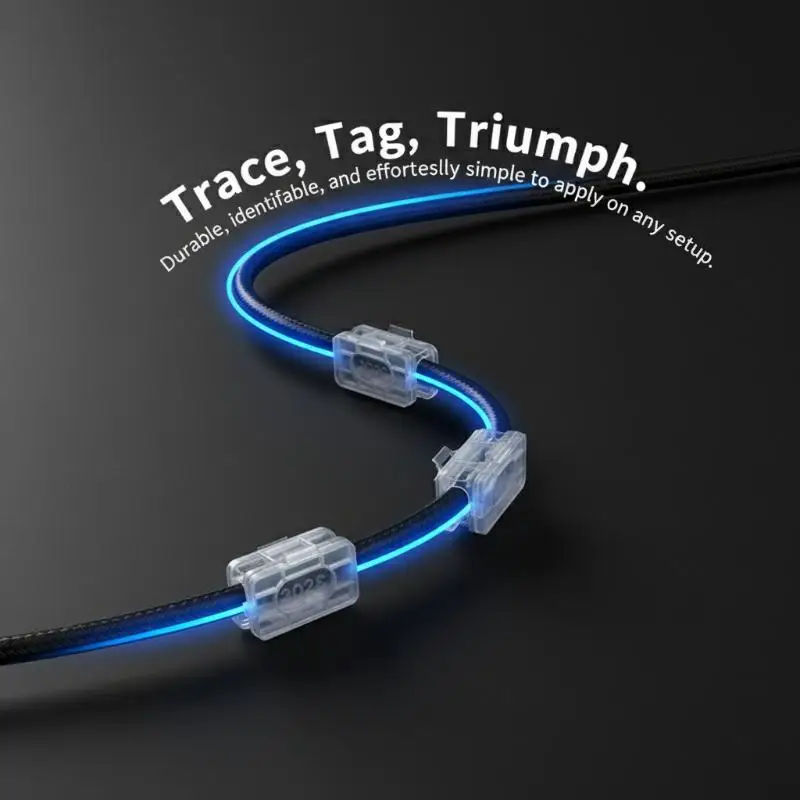 HOMMMME케이블 타이 마커 라벨 태그 100개 사무실 홈 라우터 와이어 관리를 위한 플라스틱 이름표 홀더