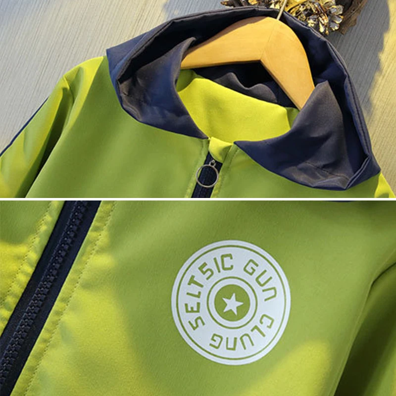 남아용 후드 바람막이 코트, 레터 스포츠 겉옷, 2-12 세 아동복, 2024 패션, 용수철 가을