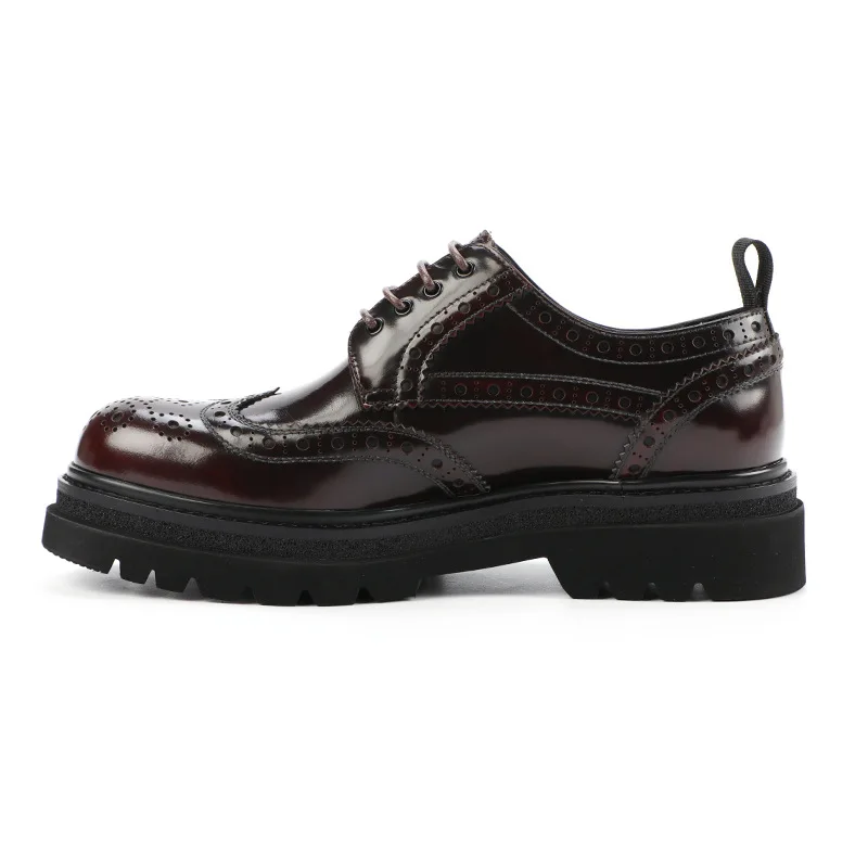 Brogue Carved Real Leather Shoes Men Genuine Leather Thick Soled Formal Business Casual Fashion Comfortable Wedding Dress Shoes
