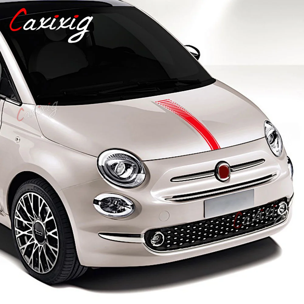 Auto Hood Bonnet Stickers Voor Fiat 500 Abarth Auto Diy Strepen Styling Decoratie Tuning Accessoires Vinyl Film Decals