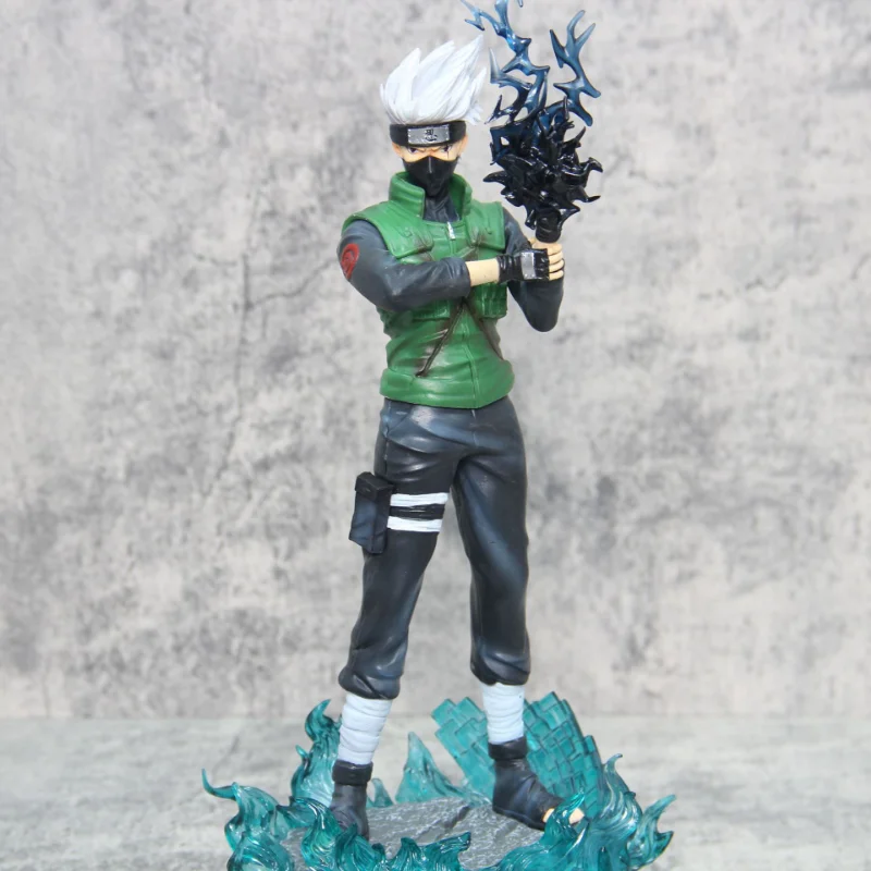 Anime Naruto Susanoo Uchiha Sasuke Hatake Kakashi Might Guy Standing Figurine Toys PVC with LED Light Desktop Model Gift